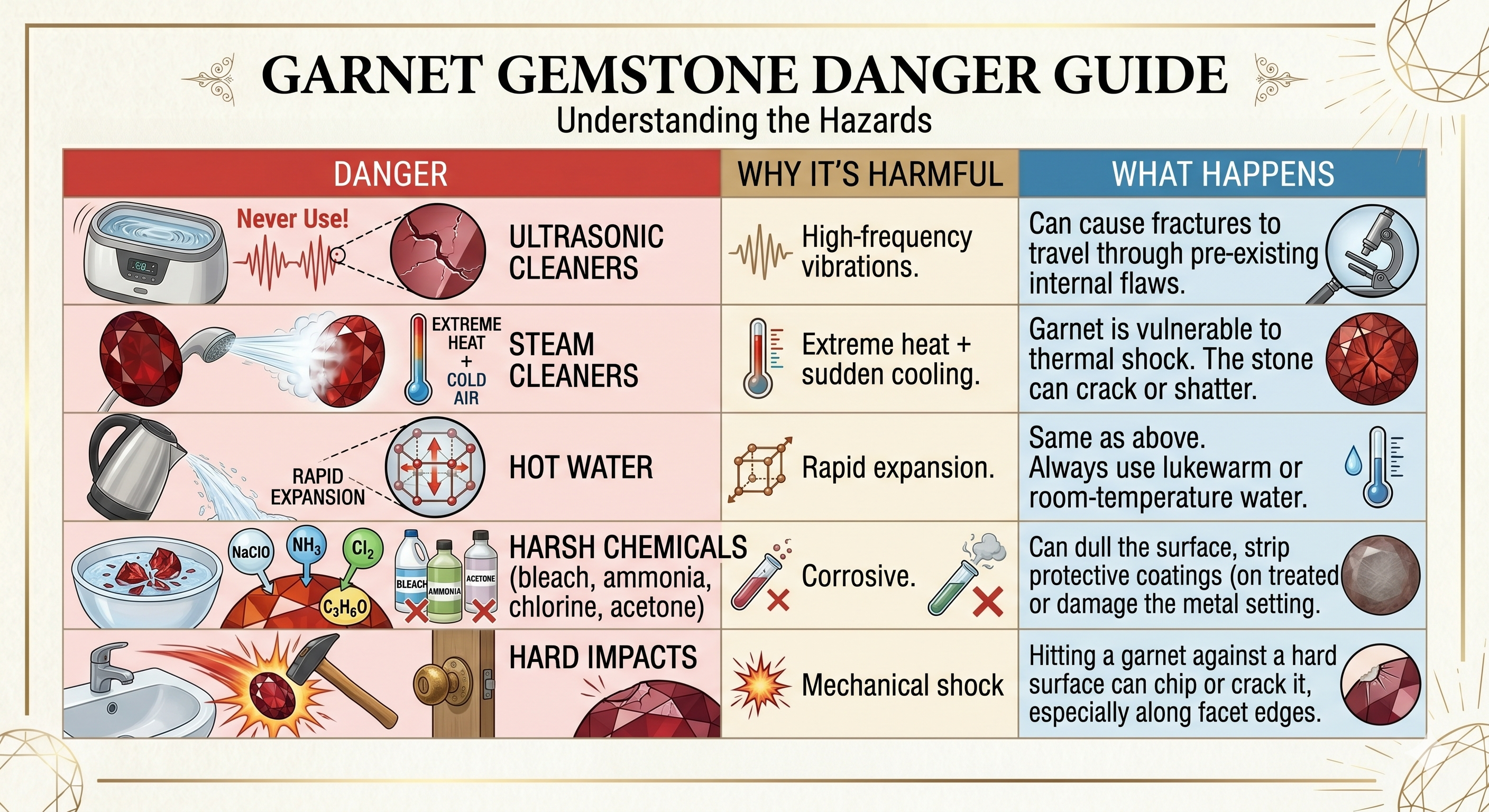 Garnet Care Cheat Sheet